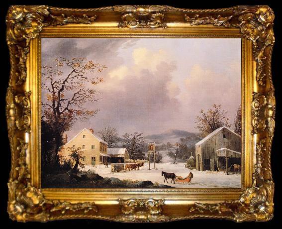 framed  George Henry Durrie Jones Inn Winter, ta009-2